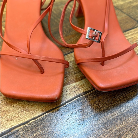 Women's Orange Coral Strappy Heels sandals 7 fluxx - Picture 7 of 10